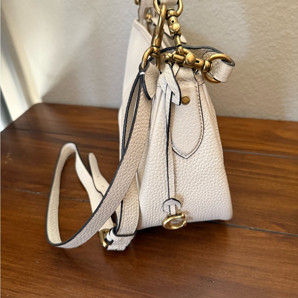 #Coach Cream Crossbody Bag with Gold Accents